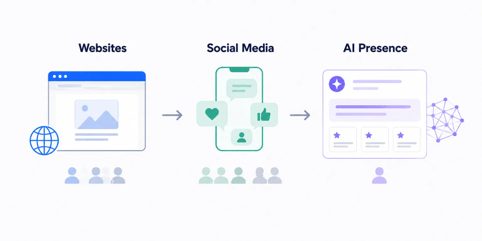 Online presence evolution — websites, social media, AI Presence